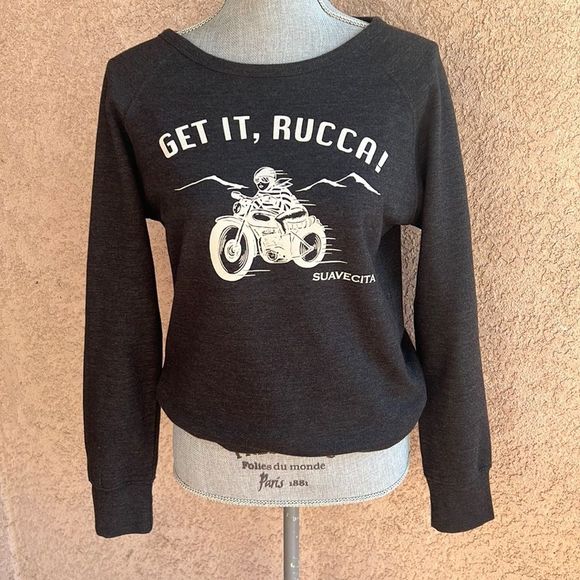 Suavecita sweatshirt dark grey Motobike vintage design size medium (runs small) - Picture 1 of 6